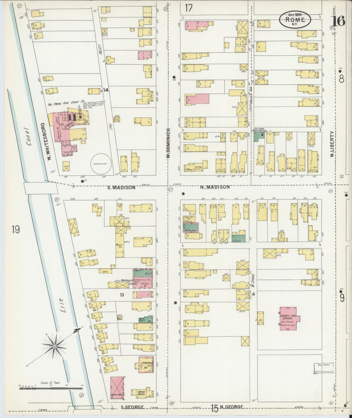 Sanborn Fire Insurance Map from Rome, Oneida County, New York (1899), Sheet #0016 - Complete Map Set gallery image, historic Sanborn map, vintage wall art, New York New York