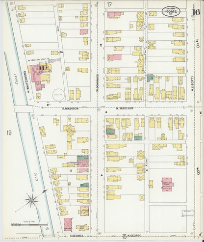 Sanborn Fire Insurance Map from Rome, Oneida County, New York (1899), Sheet #0016 - Complete Map Set gallery image, historic Sanborn map, vintage wall art, New York New York