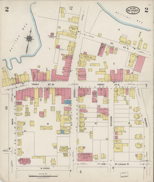Sanborn Fire Insurance Map from Keyport, Monmouth County, New Jersey (1923), Sheet #0002 - Historic Sanborn Fire Insurance Map Print, vintage old map wall art, antique decor, genealogy gift, New Jersey New Jersey map