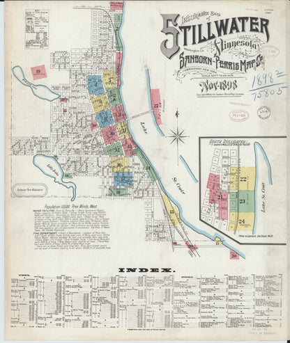 Sanborn Fire Insurance Map from Stillwater, Washington County, Minnesota (1898), Sheet #0001 - Complete Map Set gallery image, historic Sanborn map, vintage wall art, Minnesota Minnesota