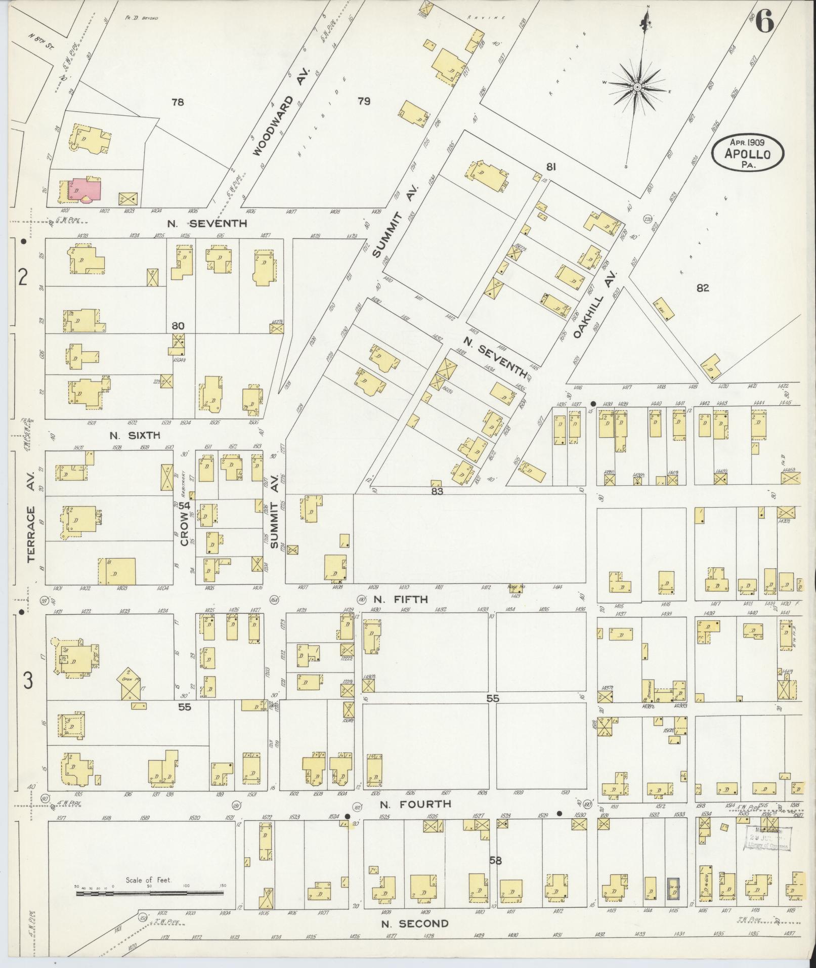 Sanborn Fire Insurance Map from Apollo, Armstrong County, Pennsylvania (1909), Sheet #0006 - Historic Sanborn Fire Insurance Map Print, vintage old map wall art, antique decor, genealogy gift, Pennsylvania Pennsylvania map