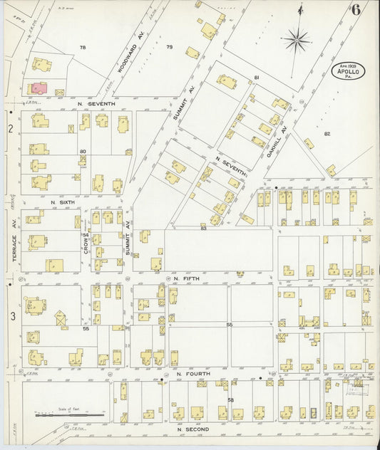 Sanborn Fire Insurance Map from Apollo, Armstrong County, Pennsylvania (1909), Sheet #0006 - Historic Sanborn Fire Insurance Map Print, vintage old map wall art, antique decor, genealogy gift, Pennsylvania Pennsylvania map