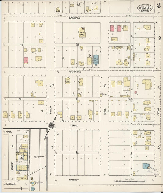 Sanborn Fire Insurance Map from Kemmerer, Lincoln County, Wyoming (1912), Sheet #0002 - Historic Sanborn Fire Insurance Map Print, vintage old map wall art, antique decor, genealogy gift, Wyoming Wyoming map