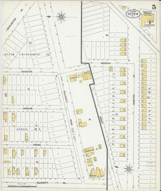 Sanborn Fire Insurance Map from Depew, Erie County, New York (1900), Sheet #0005 - Historic Sanborn Fire Insurance Map Print, vintage old map wall art, antique decor, genealogy gift, New York New York map