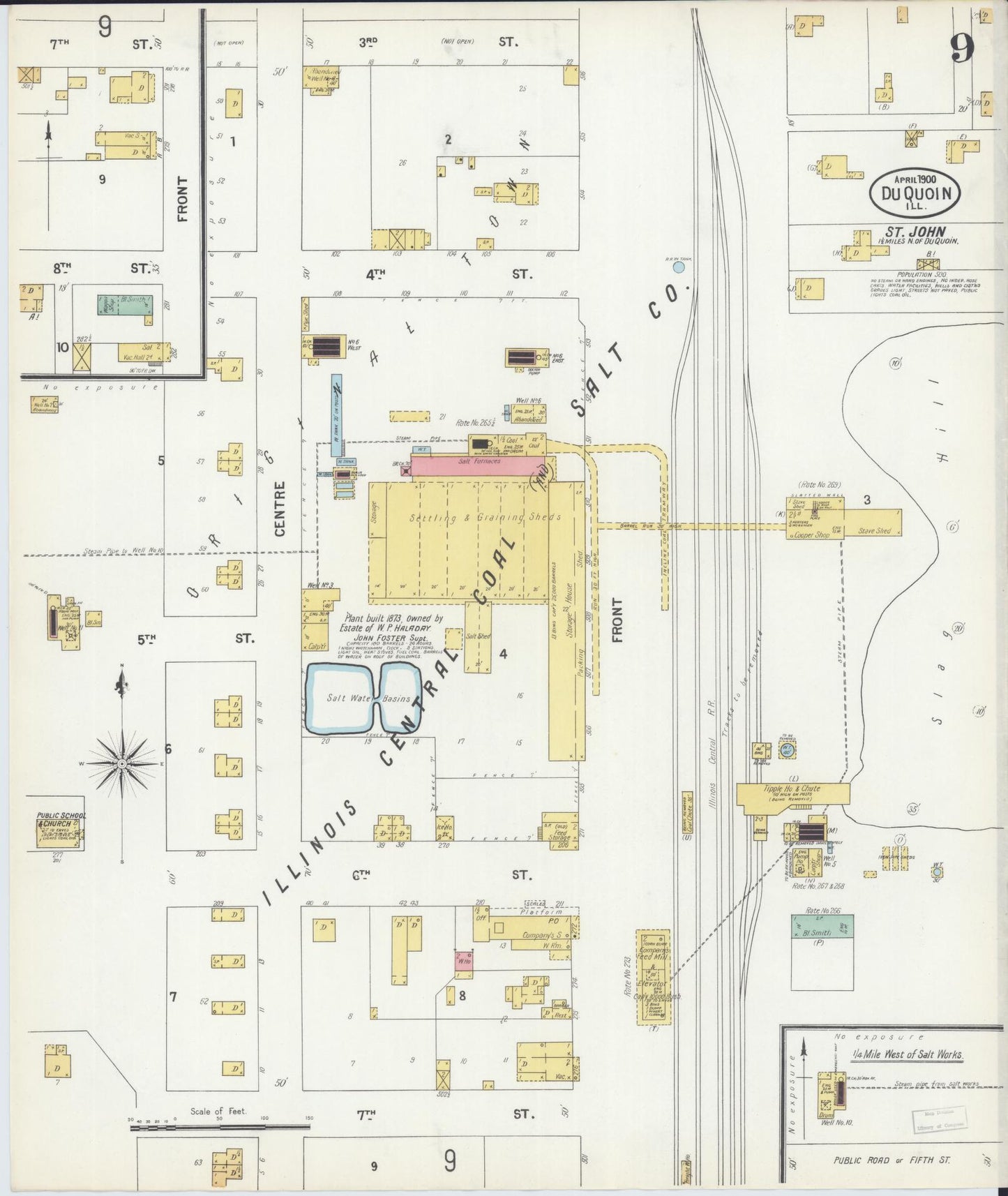 Sanborn Fire Insurance Map from Du Quoin, Perry County, Illinois (1900), Sheet #0009 - Historic Sanborn Fire Insurance Map Print, vintage old map wall art, antique decor, genealogy gift, Illinois Illinois map