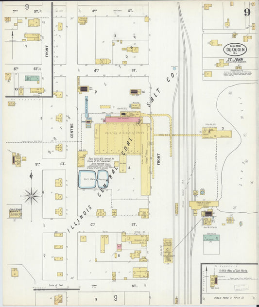 Sanborn Fire Insurance Map from Du Quoin, Perry County, Illinois (1900), Sheet #0009 - Historic Sanborn Fire Insurance Map Print, vintage old map wall art, antique decor, genealogy gift, Illinois Illinois map