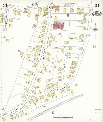Sanborn Fire Insurance Map from Gardner, Worcester County, Massachusetts (1923), Sheet #0031 - Historic Sanborn Fire Insurance Map Print, vintage old map wall art, antique decor, genealogy gift, Massachusetts Massachusetts map