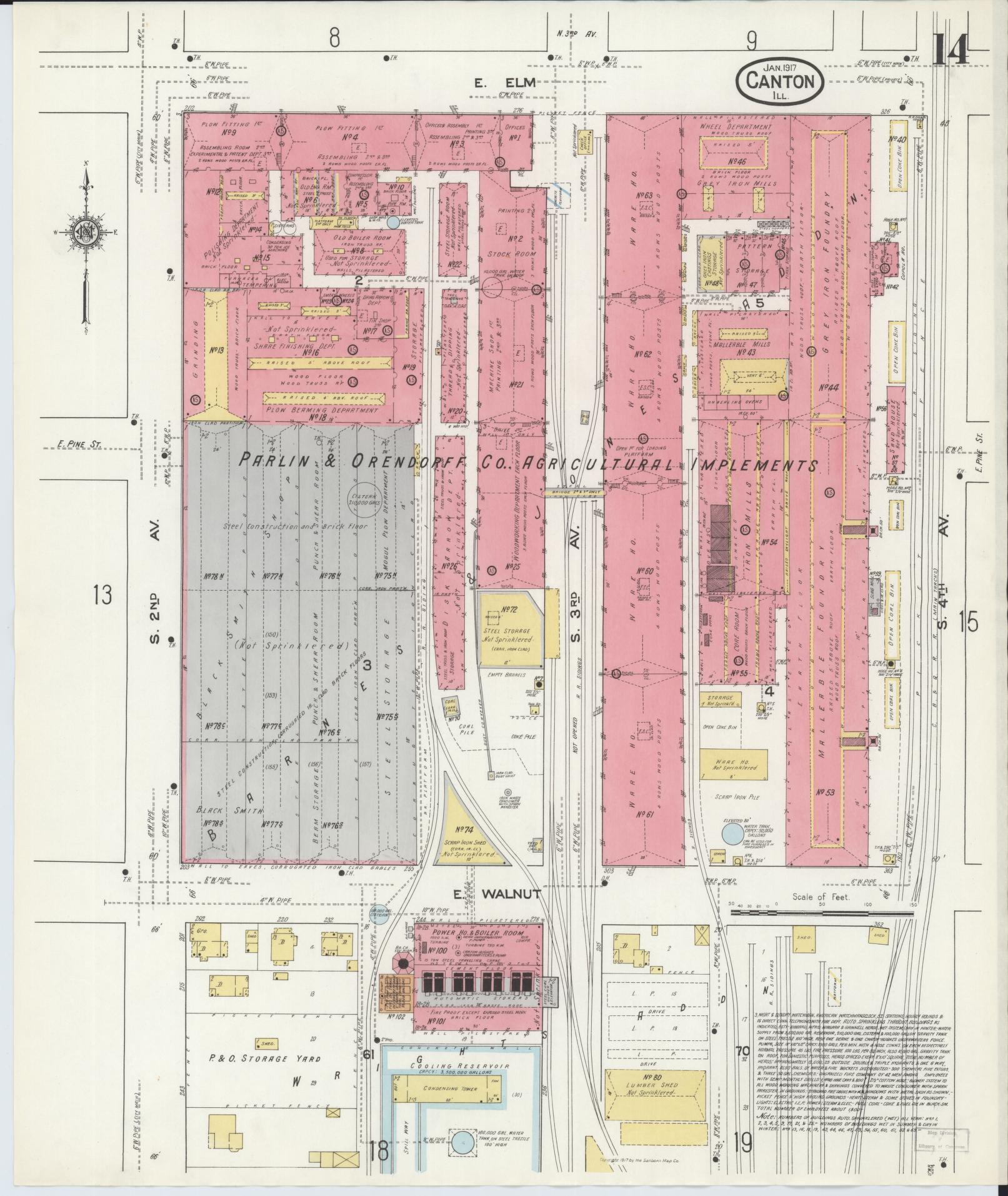 Sanborn Fire Insurance Map from Canton, Fulton County, Illinois (1917), Sheet #0014 - Complete Map Set gallery image, historic Sanborn map, vintage wall art, Illinois Illinois