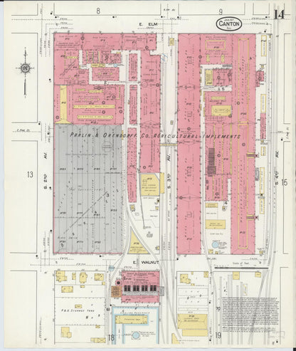 Sanborn Fire Insurance Map from Canton, Fulton County, Illinois (1917), Sheet #0014 - Complete Map Set gallery image, historic Sanborn map, vintage wall art, Illinois Illinois