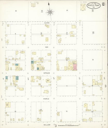 Sanborn Fire Insurance Map from Myrtle Point, Coos County, Oregon (1898), Sheet #0002 - Complete Map Set gallery image, historic Sanborn map, vintage wall art, Oregon Oregon