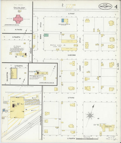 Sanborn Fire Insurance Map from Sweetwater, Nolan County, Texas (1908), Sheet #0004 - Historic Sanborn Fire Insurance Map Print, vintage old map wall art, antique decor, genealogy gift, Texas Texas map