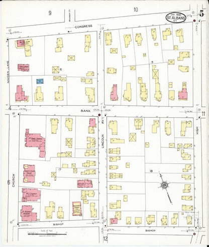Sanborn Fire Insurance Map from Saint Albans, Franklin County, Vermont (1920), Sheet #0005 - Complete Map Set gallery image, historic Sanborn map, vintage wall art, Vermont Vermont