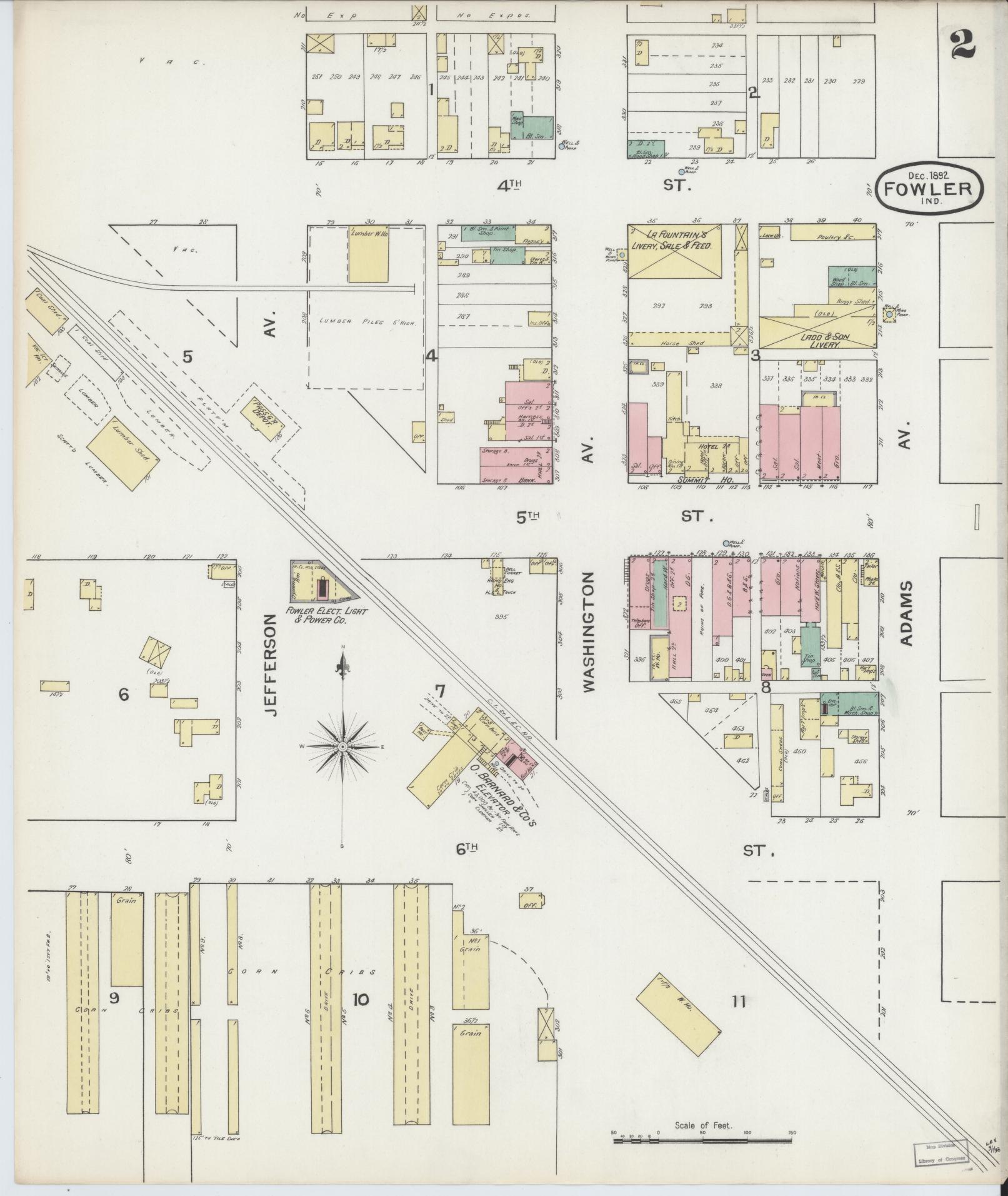 Sanborn Fire Insurance Map from Fowler, Benton County, Indiana (1892), Sheet #0002 - Complete Map Set gallery image, historic Sanborn map, vintage wall art, Indiana Indiana