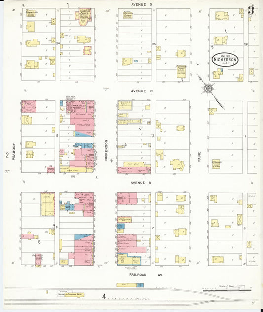 Sanborn Fire Insurance Map from Nickerson, Reno County, Kansas (1912), Sheet #0003 - Historic Sanborn Fire Insurance Map Print, vintage old map wall art, antique decor, genealogy gift, Kansas Kansas map