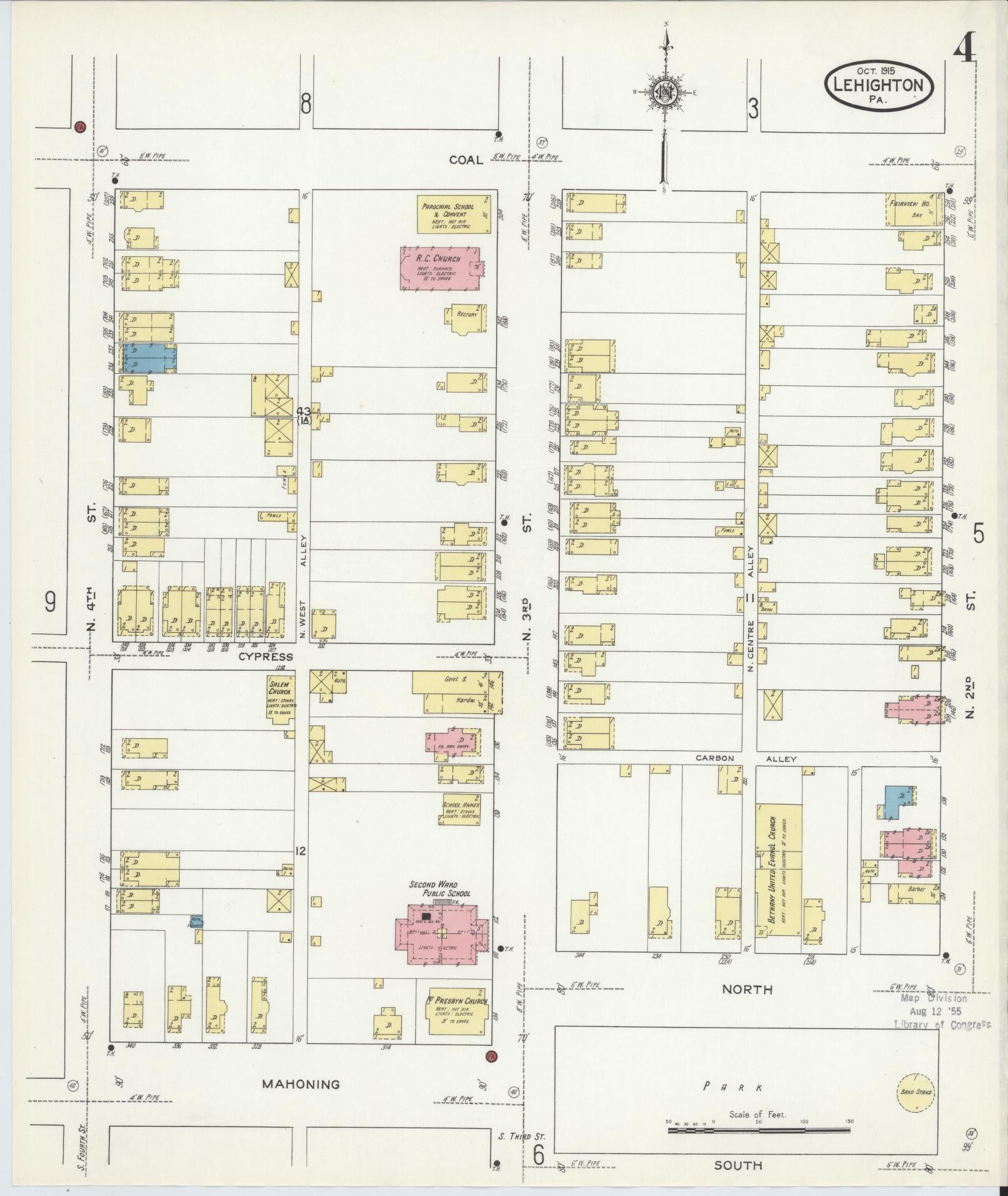 Sanborn Fire Insurance Map from Lehighton, Carbon County, Pennsylvania (1915), Sheet #0004 - Complete Map Set gallery image, historic Sanborn map, vintage wall art, Pennsylvania Pennsylvania