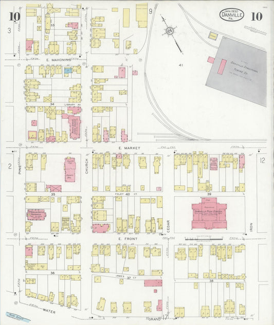 Sanborn Fire Insurance Map from Danville, Montour County, Pennsylvania (1930), Sheet #0010 - Historic Sanborn Fire Insurance Map Print, vintage old map wall art, antique decor, genealogy gift, Pennsylvania Pennsylvania map