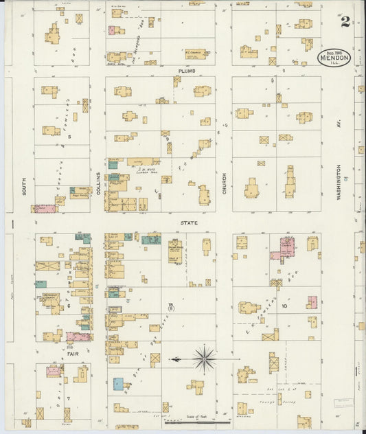 Sanborn Fire Insurance Map from Mendon, Adams County, Illinois (1905), Sheet #0002 - Historic Sanborn Fire Insurance Map Print, vintage old map wall art, antique decor, genealogy gift, Illinois Illinois map