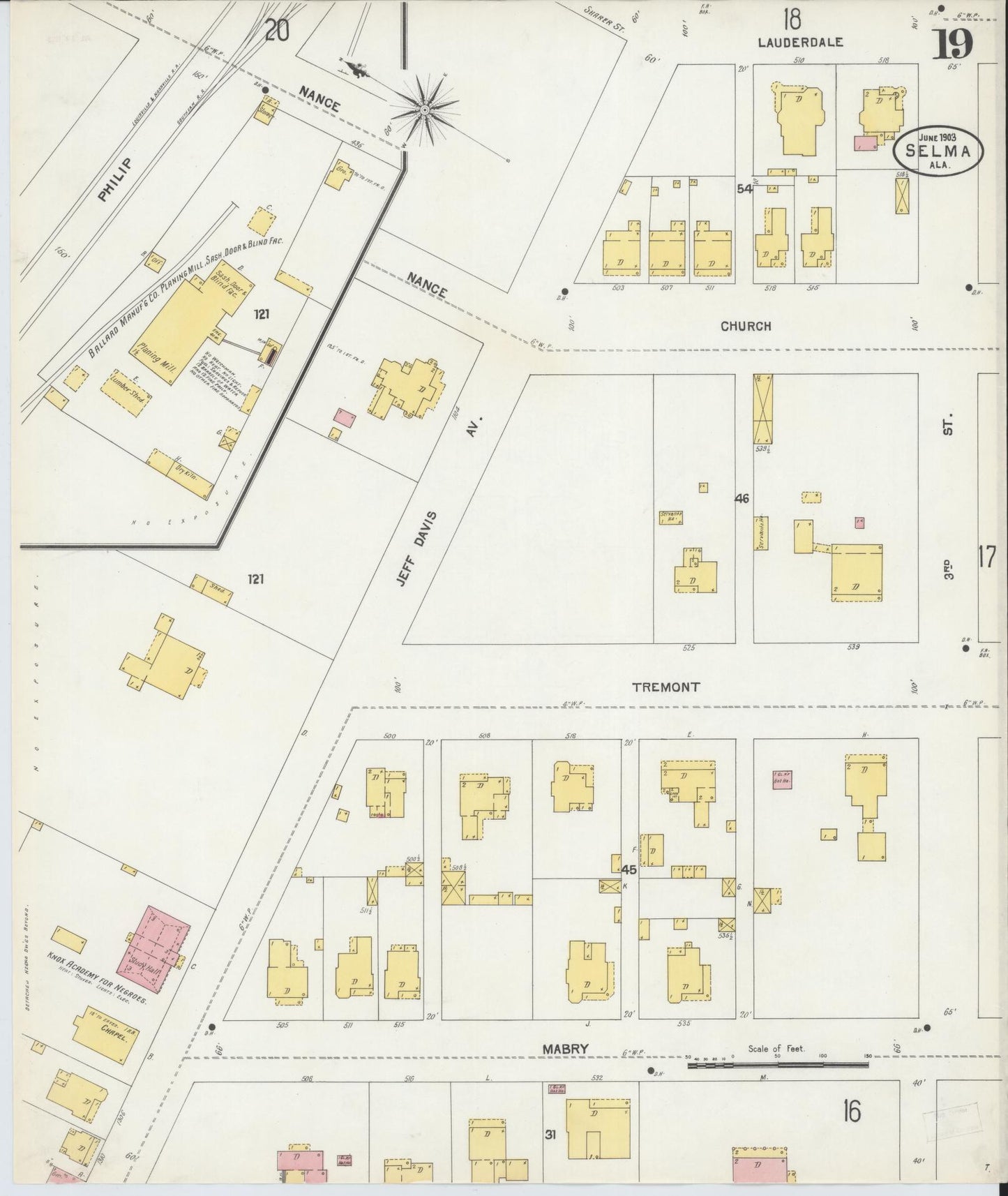 Sanborn Fire Insurance Map from Selma, Dallas County, Alabama (1903), Sheet #0019 - Historic Sanborn Fire Insurance Map Print, vintage old map wall art, antique decor, genealogy gift, Alabama Alabama map