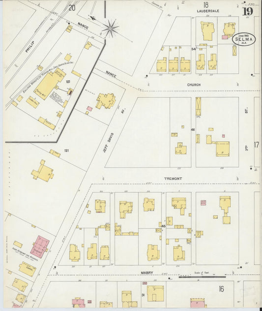 Sanborn Fire Insurance Map from Selma, Dallas County, Alabama (1903), Sheet #0019 - Historic Sanborn Fire Insurance Map Print, vintage old map wall art, antique decor, genealogy gift, Alabama Alabama map