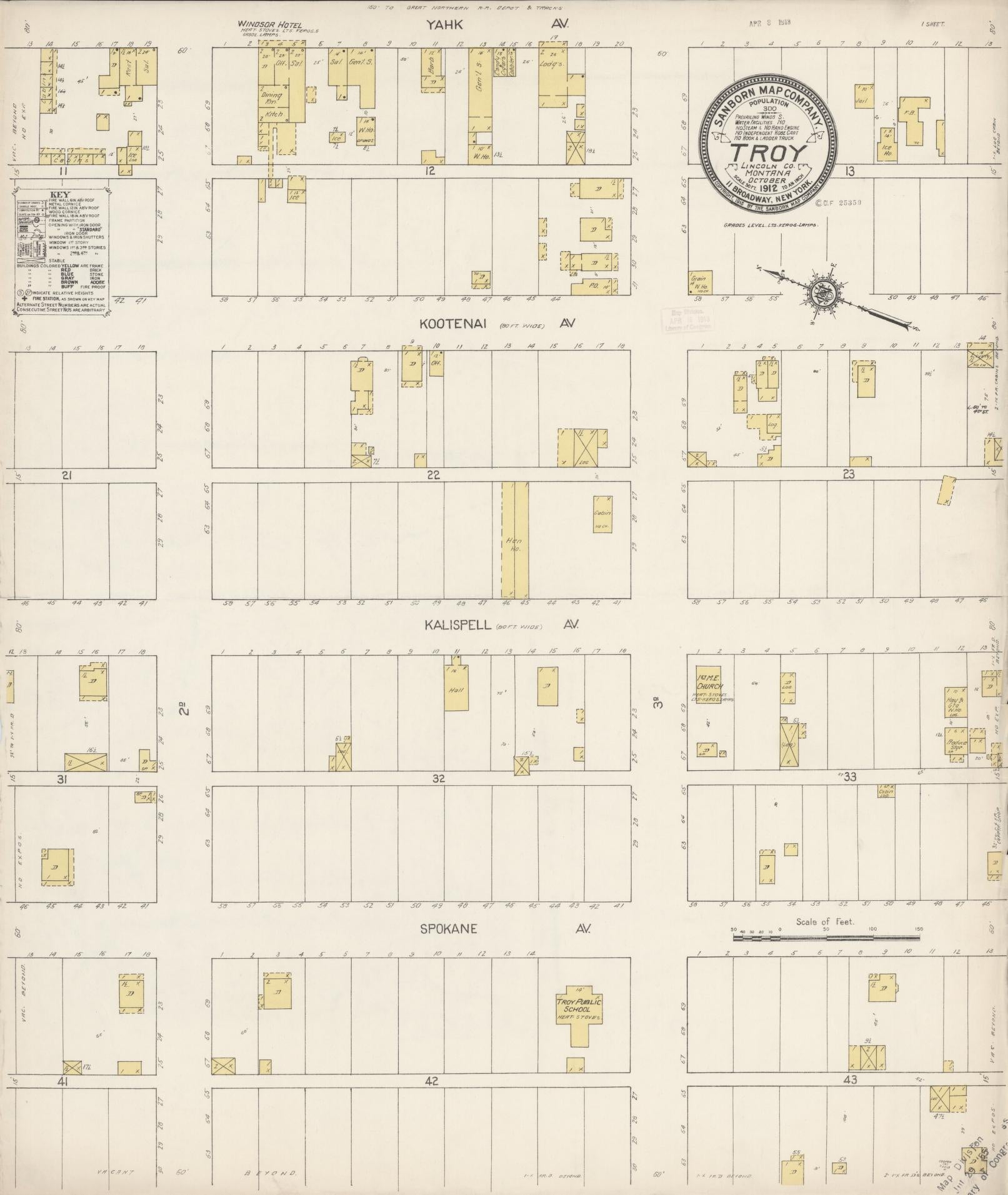 Sanborn Fire Insurance Map from Troy, Lincoln County, Montana. (1912) – Historic Sanborn Fire Insurance Map Print