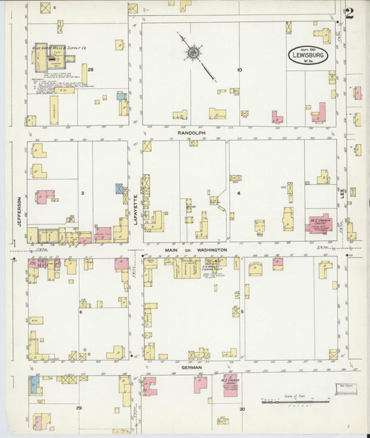 Sanborn Fire Insurance Map from Lewisburg, Greenbrier County, West Virginia (1910), Sheet #0002 - Historic Sanborn Fire Insurance Map Print, vintage old map wall art, antique decor, genealogy gift, West Virginia West Virginia map