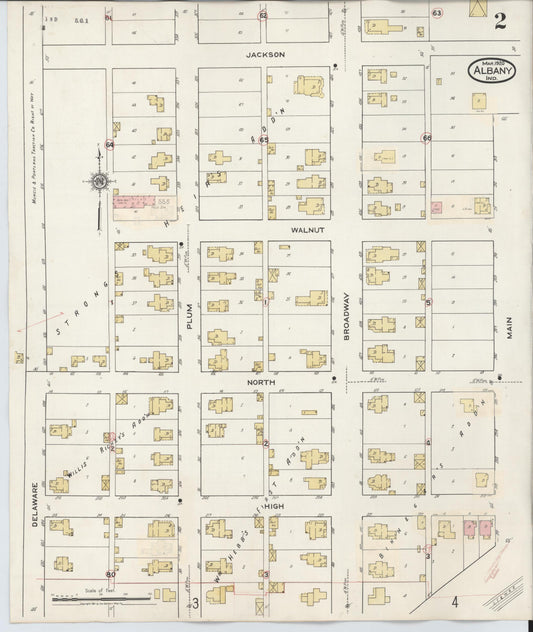 Sanborn Fire Insurance Map from Albany, Delaware County, Indiana (1943), Sheet #0002 - Historic Sanborn Fire Insurance Map Print, vintage old map wall art, antique decor, genealogy gift, Albany Delaware map