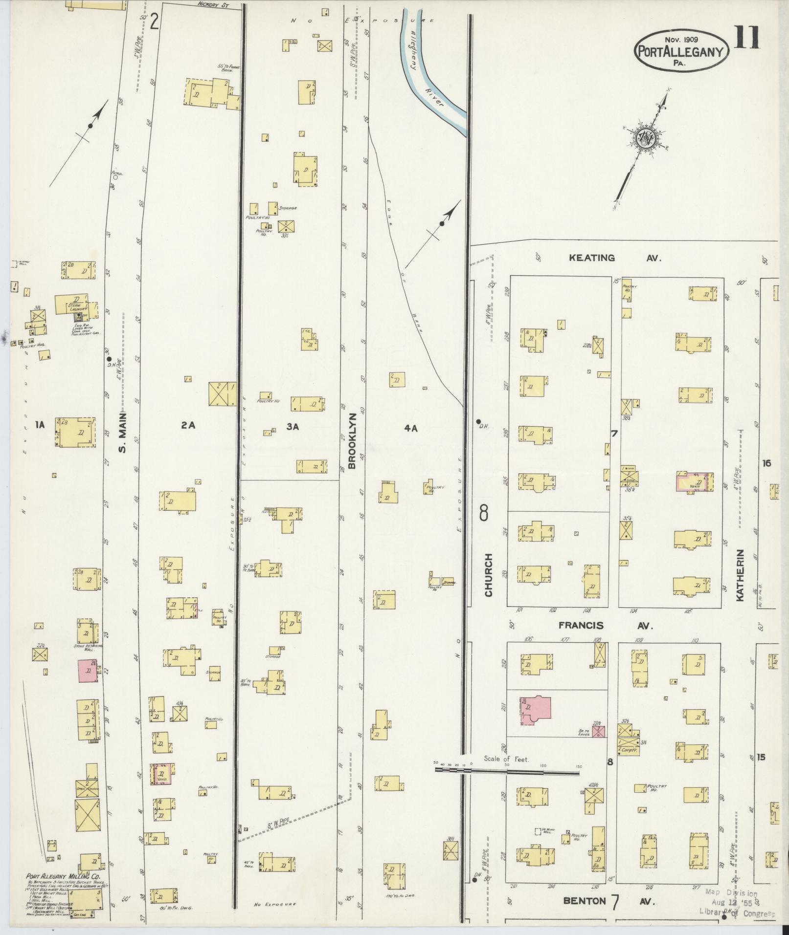 Sanborn Fire Insurance Map from Port Allegany, McKean County, Pennsylvania (1909), Sheet #0011 - Complete Map Set gallery image, historic Sanborn map, vintage wall art, Pennsylvania Pennsylvania