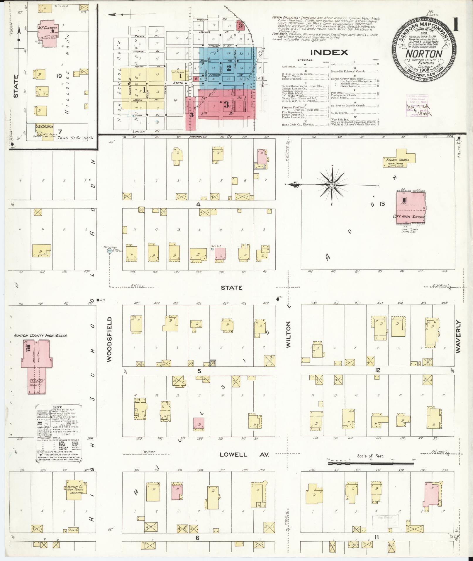 Sanborn Fire Insurance Map from Norton, Norton County, Kansas. (1908) – Historic Sanborn Fire Insurance Map Print