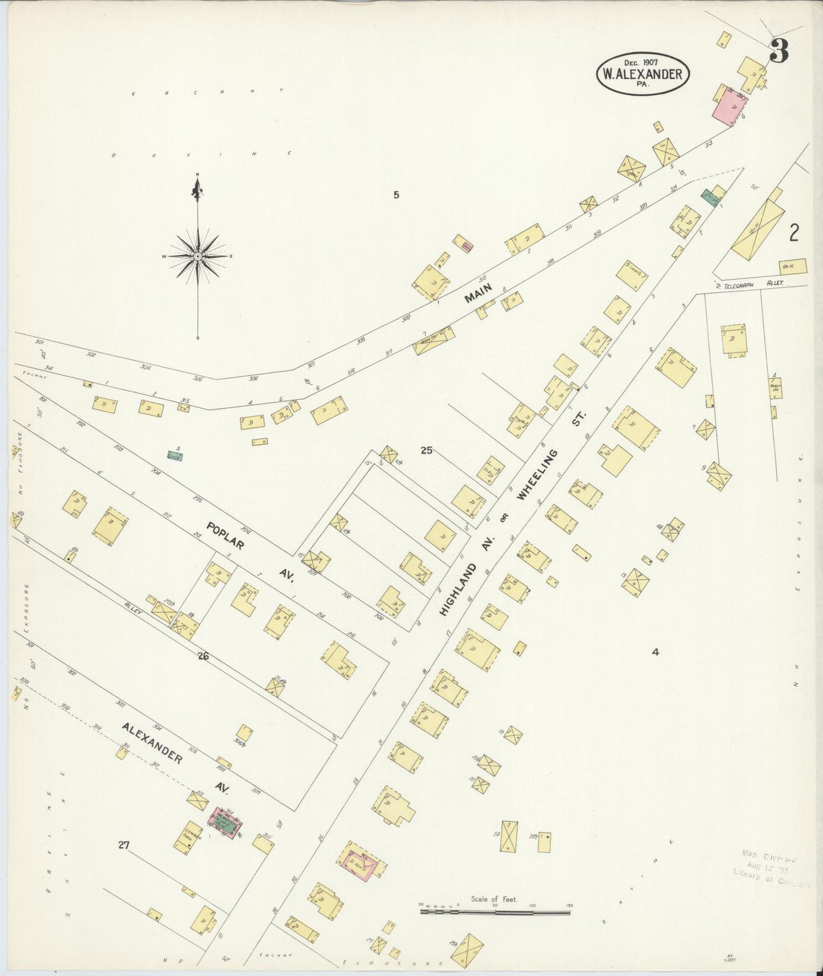 Sanborn Fire Insurance Map from West Alexander, Washington County, Pennsylvania (1907), Sheet #0003 - Historic Sanborn Fire Insurance Map Print, vintage old map wall art, antique decor, genealogy gift, Pennsylvania Pennsylvania map