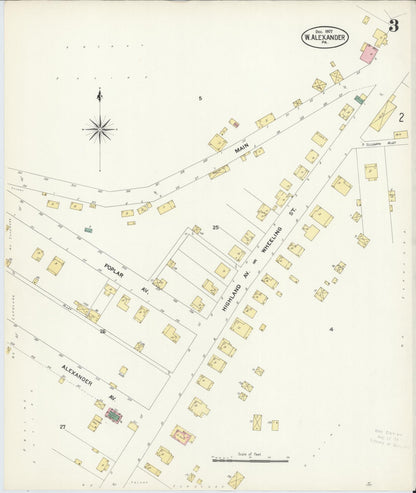 Sanborn Fire Insurance Map from West Alexander, Washington County, Pennsylvania (1907), Sheet #0003 - Historic Sanborn Fire Insurance Map Print, vintage old map wall art, antique decor, genealogy gift, Pennsylvania Pennsylvania map