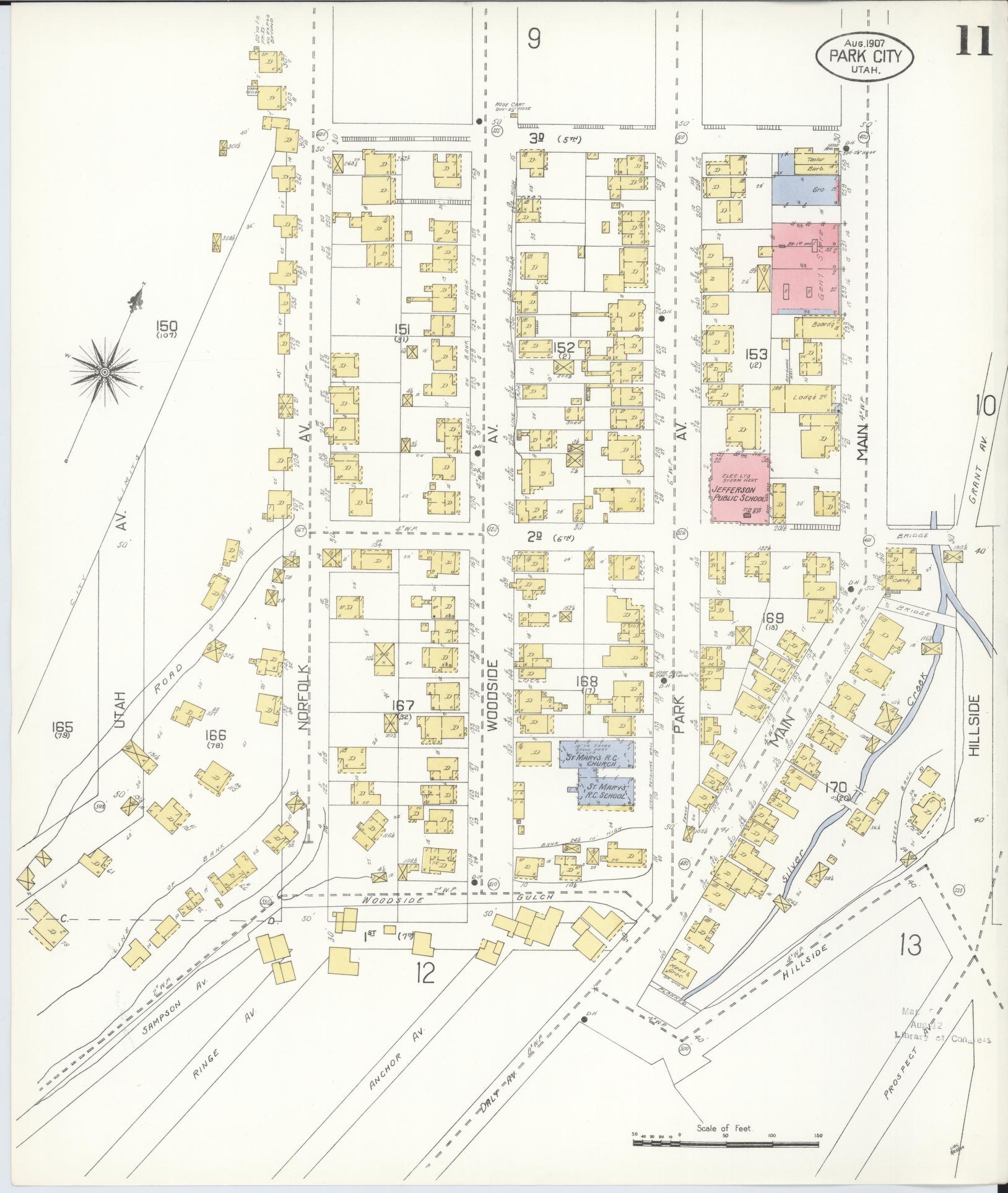 Sanborn Fire Insurance Map from Park City, Summit County, Utah (1907), Sheet #0011 - Complete Map Set gallery image, historic Sanborn map, vintage wall art, Utah Utah