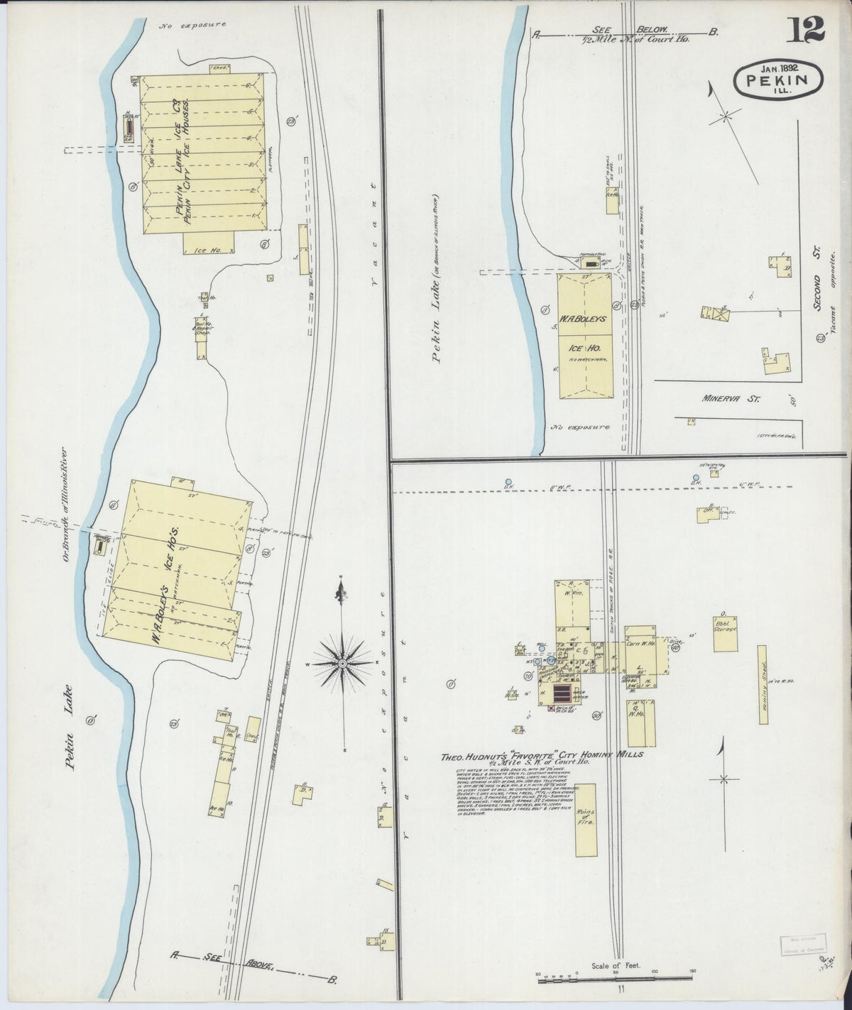 Sanborn Fire Insurance Map from Pekin, Tazewell County, Illinois (1892), Sheet #0012 - Complete Map Set gallery image, historic Sanborn map, vintage wall art, Illinois Illinois