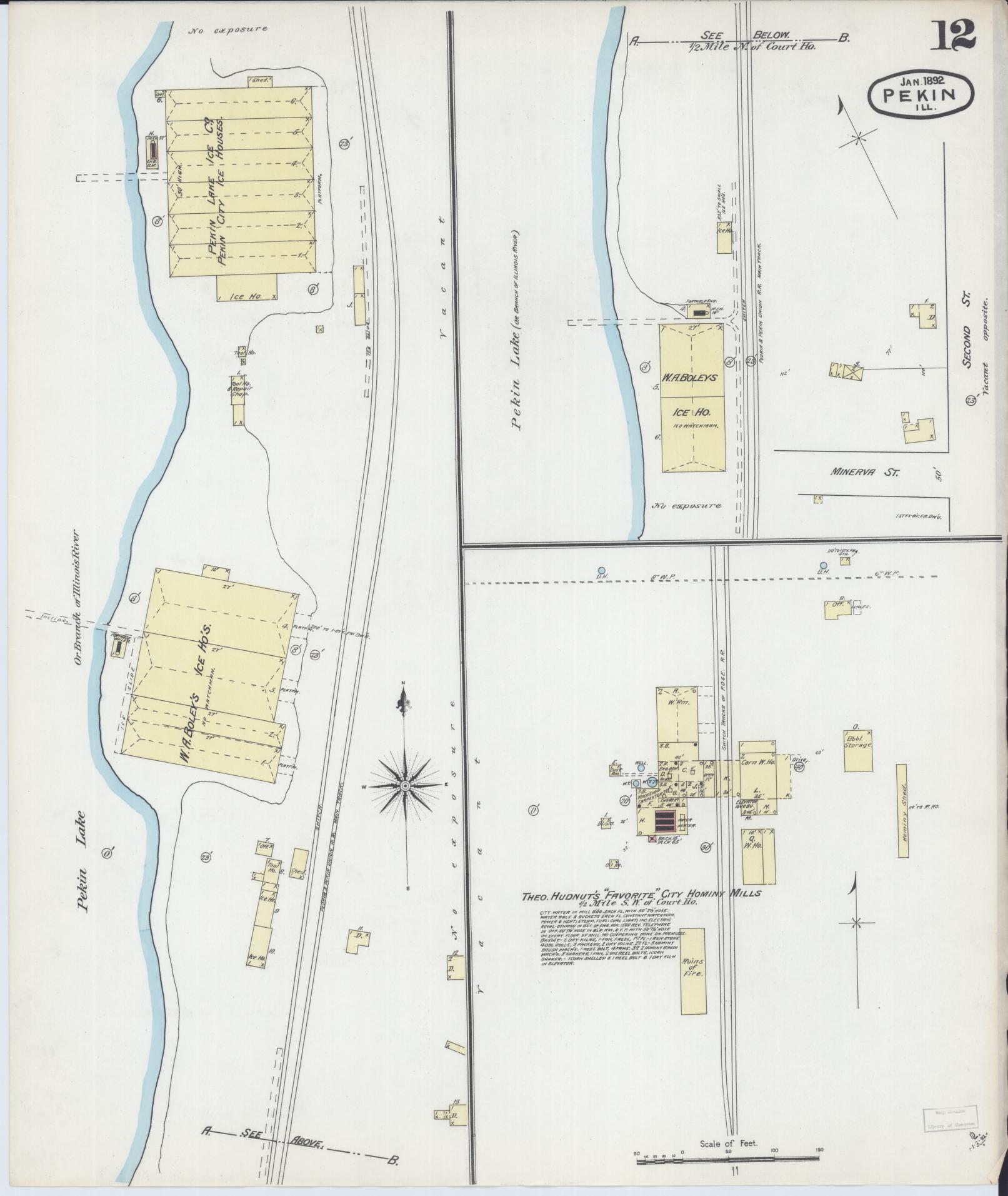 Sanborn Fire Insurance Map from Pekin, Tazewell County, Illinois (1892), Sheet #0012 - Complete Map Set gallery image, historic Sanborn map, vintage wall art, Illinois Illinois