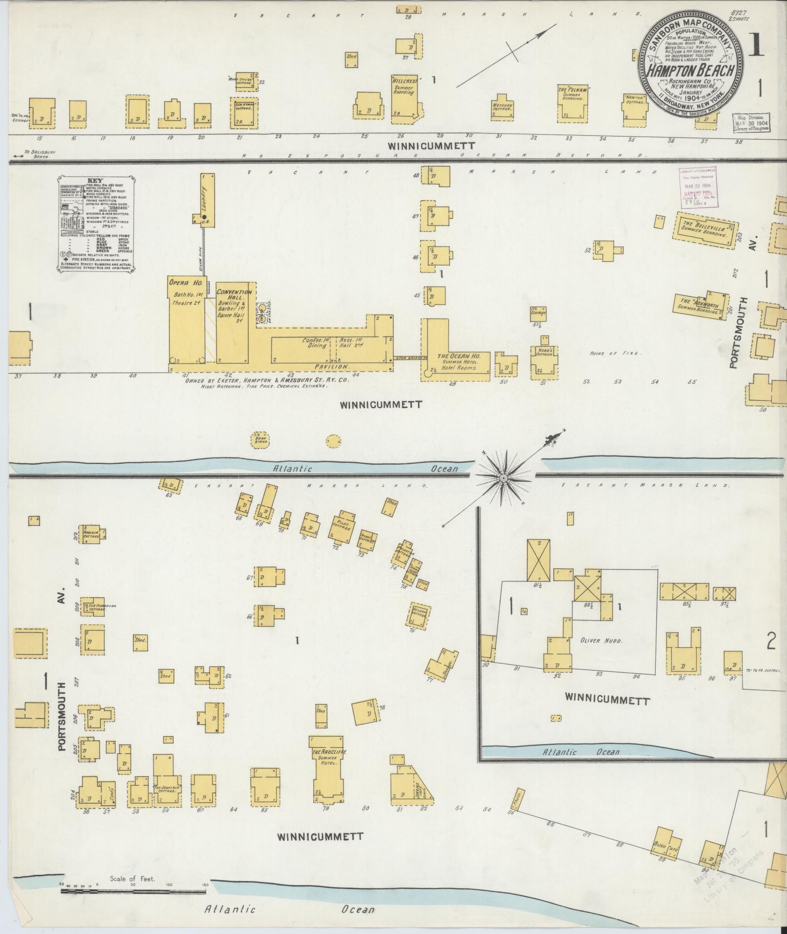 Sanborn Fire Insurance Map from Hampton Beach, Rockingham County, New Hampshire. (1904) – Historic Sanborn Fire Insurance Map Print