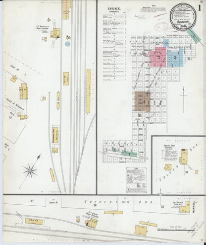 Sanborn Fire Insurance Map from Auburn, Nemaha County, Nebraska (1899), Sheet #0001 - Complete Map Set gallery image, historic Sanborn map, vintage wall art, Nebraska Nebraska