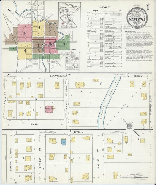 Sanborn Fire Insurance Map from Marshall, Lyon County, Minnesota. (1917) – Map View