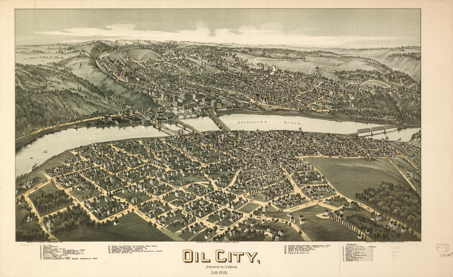 Oil City, Pennsylvania 1896. (1896) – Historic Bird’s-Eye View Panorama Print