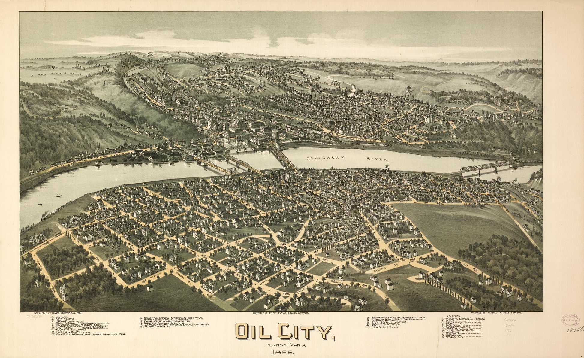 Oil City, Pennsylvania 1896. (1896) – Historic Bird’s-Eye View Panorama Print