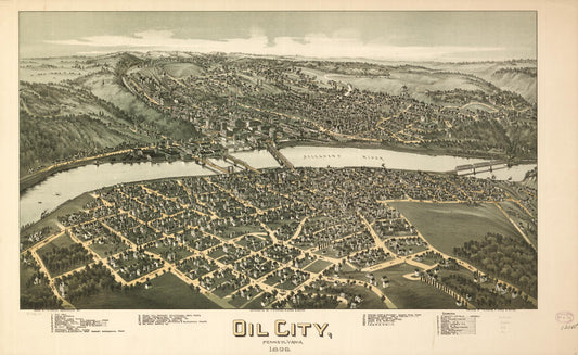 Oil City, Pennsylvania 1896. (1896) – Historic Bird’s-Eye View Panorama Print