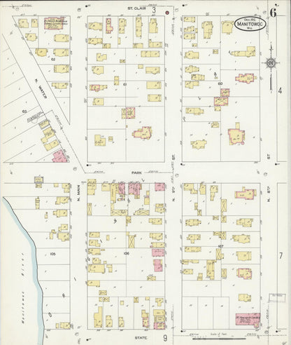 Sanborn Fire Insurance Map from Manitowoc, Manitowoc County, Wisconsin (1912), Sheet #0006 - Complete Map Set gallery image, historic Sanborn map, vintage wall art, Wisconsin Wisconsin