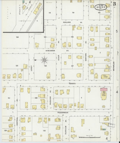 Sanborn Fire Insurance Map from Dover, Morris County, New Jersey (1896), Sheet #0003 - Complete Map Set gallery image, historic Sanborn map, vintage wall art, New Jersey New Jersey