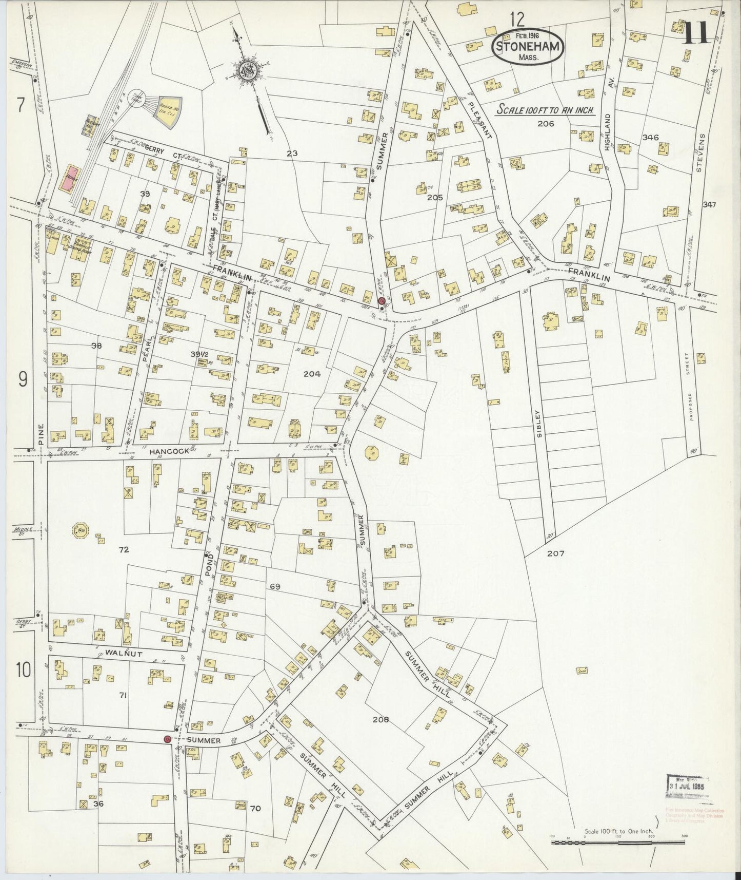 Sanborn Fire Insurance Map from Stoneham, Middlesex County, Massachusetts (1916), Sheet #0011 - Complete Map Set gallery image, historic Sanborn map, vintage wall art, Massachusetts Massachusetts