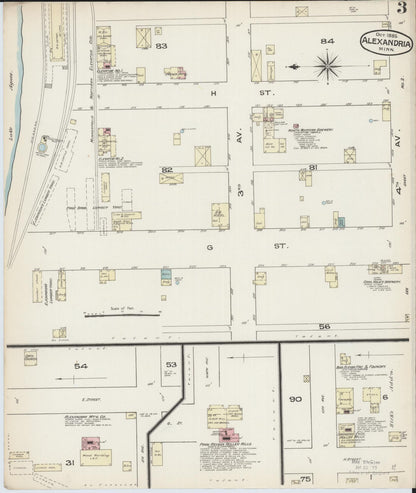 Sanborn Fire Insurance Map from Alexandria, Douglas County, Minnesota (1885), Sheet #0003 - Historic Sanborn Fire Insurance Map Print, vintage old map wall art, antique decor, genealogy gift, Minnesota Minnesota map