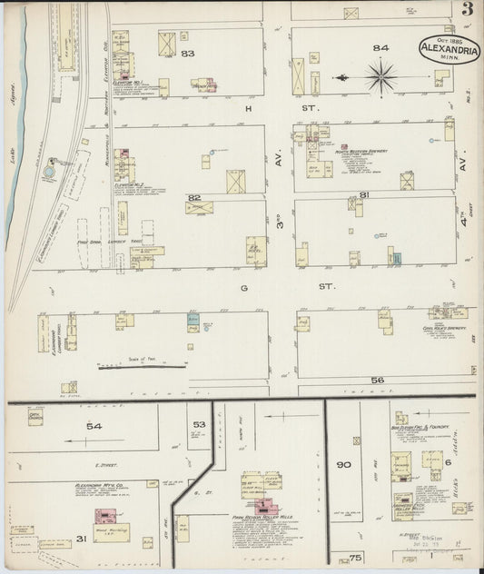 Sanborn Fire Insurance Map from Alexandria, Douglas County, Minnesota (1885), Sheet #0003 - Historic Sanborn Fire Insurance Map Print, vintage old map wall art, antique decor, genealogy gift, Minnesota Minnesota map