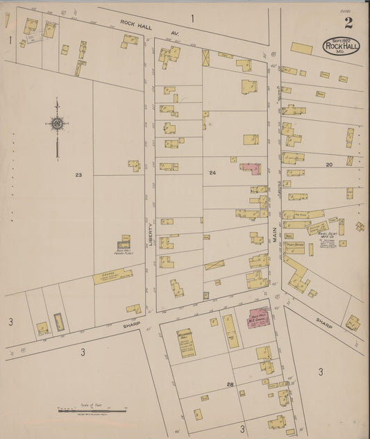 Sanborn Fire Insurance Map from Rock Hall, Kent County, Maryland (1922), Sheet #0002 - Historic Sanborn Fire Insurance Map Print, vintage old map wall art