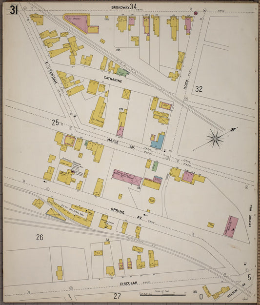 Sanborn Fire Insurance Map from Saratoga, Saratoga County, New York (1900), Sheet #0031 - Historic Sanborn Fire Insurance Map Print, vintage old map wall art, antique decor, genealogy gift, New York New York map