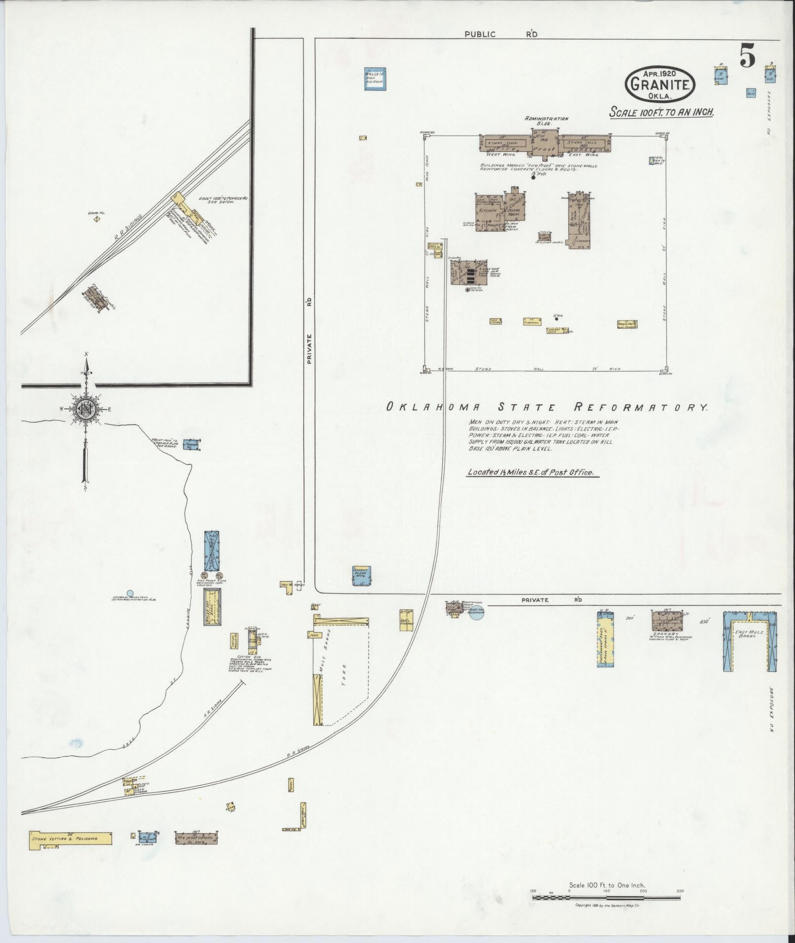 Sanborn Fire Insurance Map from Granite, Greer County, Oklahoma (1920), Sheet #0005 - Complete Map Set gallery image, historic Sanborn map, vintage wall art, Oklahoma Oklahoma