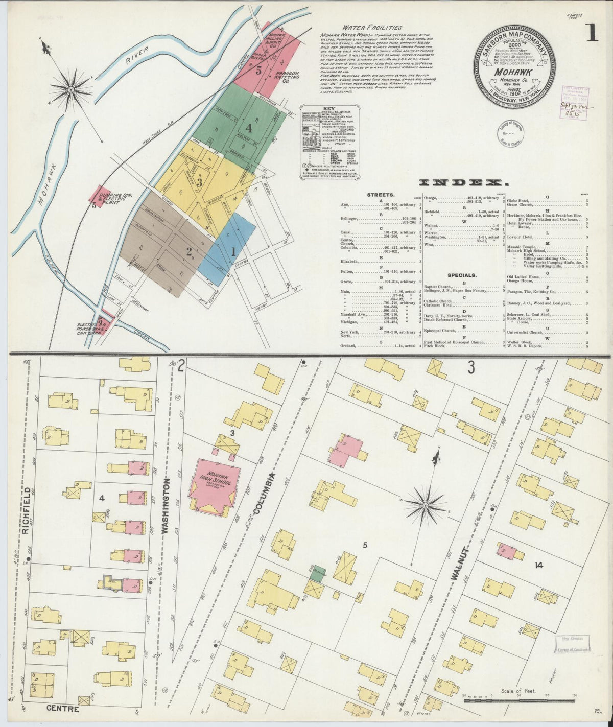 Sanborn Fire Insurance Map from Mohawk, Herkimer County, New York (1902), Sheet #0001 - Complete Map Set gallery image, historic Sanborn map, vintage wall art, New York New York