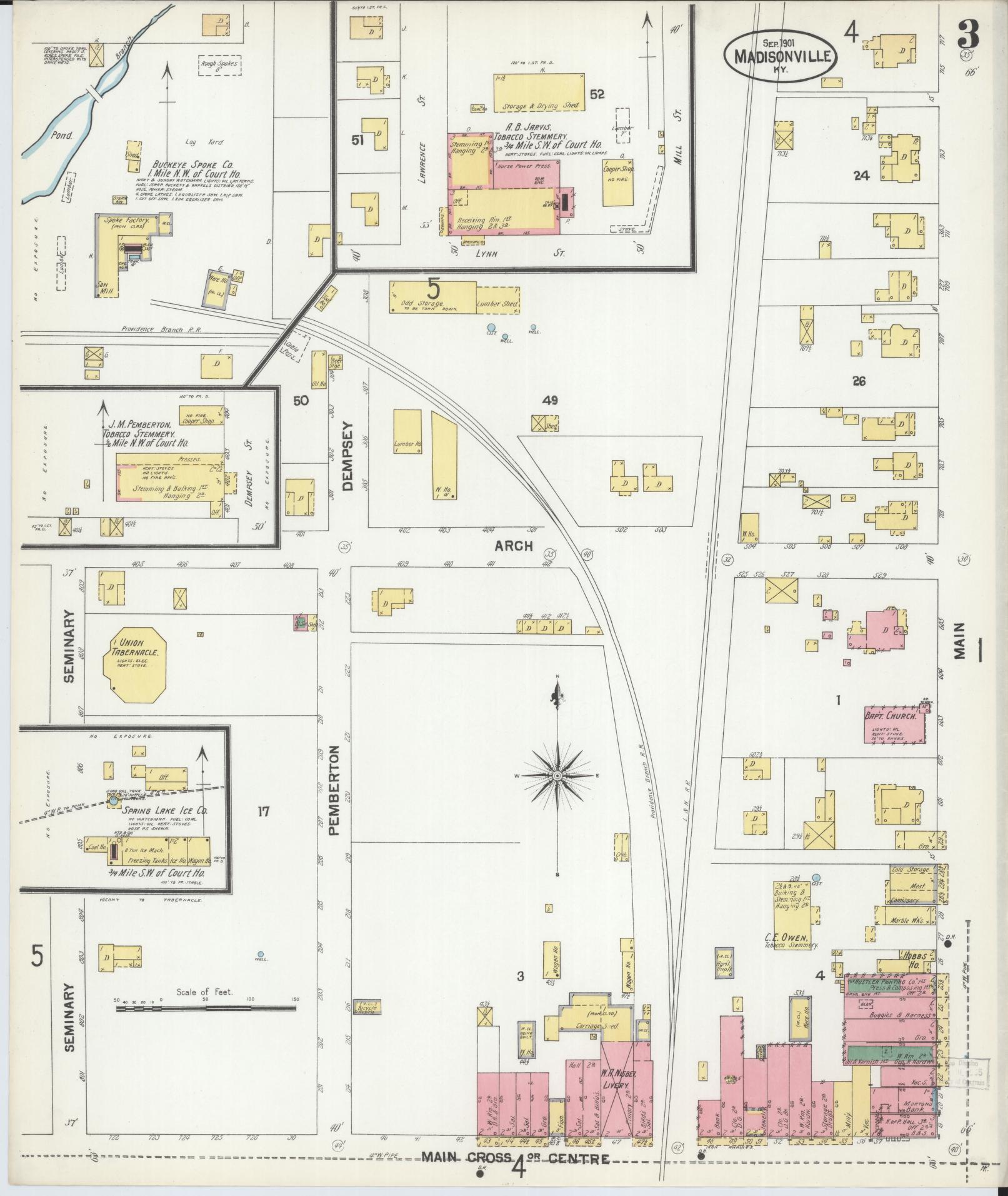 Sanborn Fire Insurance Map from Madisonville, Hopkins County, Kentucky (1901), Sheet #0003 - Complete Map Set gallery image, historic Sanborn map, vintage wall art, Kentucky Kentucky