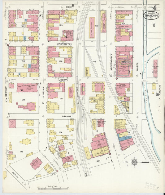 Sanborn Fire Insurance Map from Shamokin, Northumberland County, Pennsylvania (1913), Sheet #0004 - Historic Sanborn Fire Insurance Map Print, vintage old map wall art, antique decor, genealogy gift, Pennsylvania Pennsylvania map